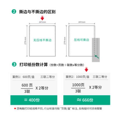 得力(deli)高档莱茵河 三联二等分不撕边电脑打印纸 彩色针式打印纸(241-3-1/2C色序:白红黄1000页/箱)