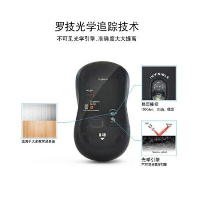 罗技M320无线光电鼠标 USB接口大尺寸鼠标/办公家用电脑笔记本台式机通用/2.4G/灰色
