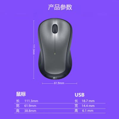 罗技M320无线光电鼠标 USB接口大尺寸鼠标/办公家用电脑笔记本台式机通用/2.4G/灰色