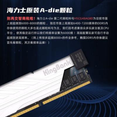 金百达（KINGBANK）银爵D5 16G*2 6400MHz高频台式机内存条 马甲条套装C32