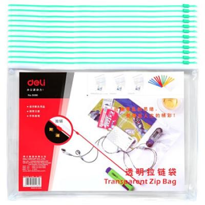 得力(deli)12只大容量A4透明小学生科目分类文件袋加宽拉链袋拉边袋 试卷收纳 财务凭证收纳 颜色随机5586